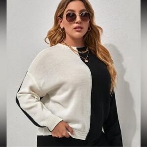 Cozy black & white Plus Size Sweater